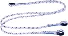 Double longe en corde tressee ø 10,5 mm, longueur 1,5 m, 3 boucles cossees blanc / bleu